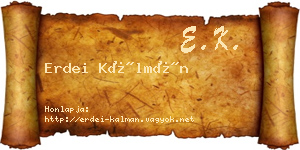 Erdei Kálmán névjegykártya